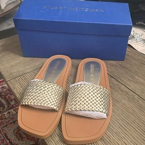 Stuart Weitzman gold woven sandal